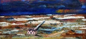 Stormy Saltburn | oil on wood panel 102cm x 46cm | original oil painting by Mark Sofilas | Available